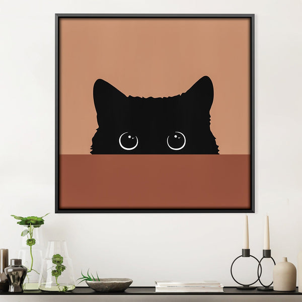 Black Cat 2 Canvas Art 30 x 30cm / Unframed Canvas Print Clock Canvas