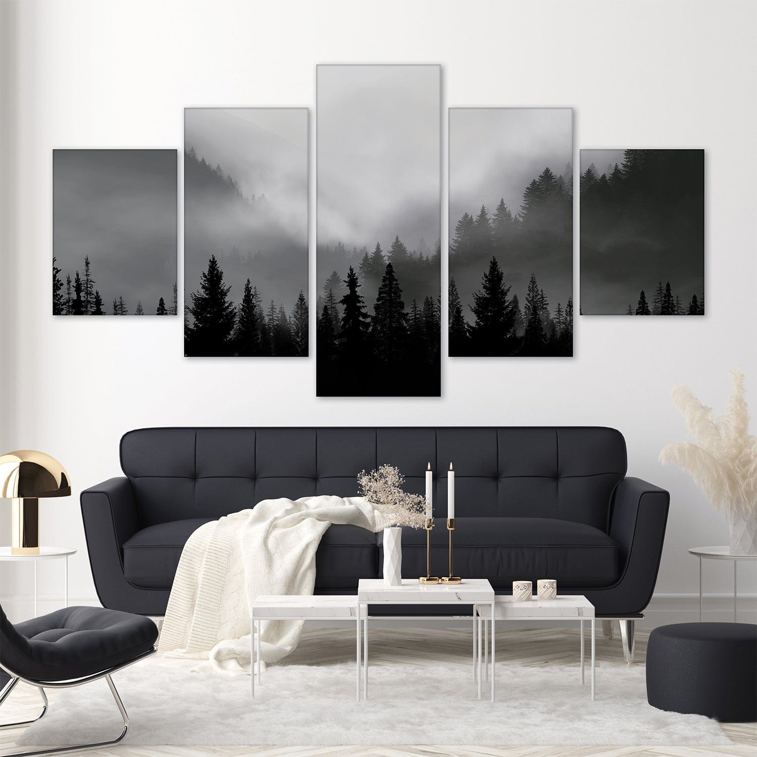 Black Forest Canvas - 5 Panel Art Clock Canvas