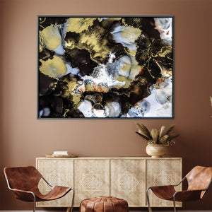 Black Marble III Canvas Art 45 x 30cm / Unframed Canvas Print Clock Canvas