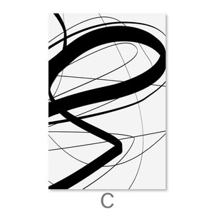 Blanc Black Canvas Art C / 30 x 45cm / Unframed Canvas Print Clock Canvas