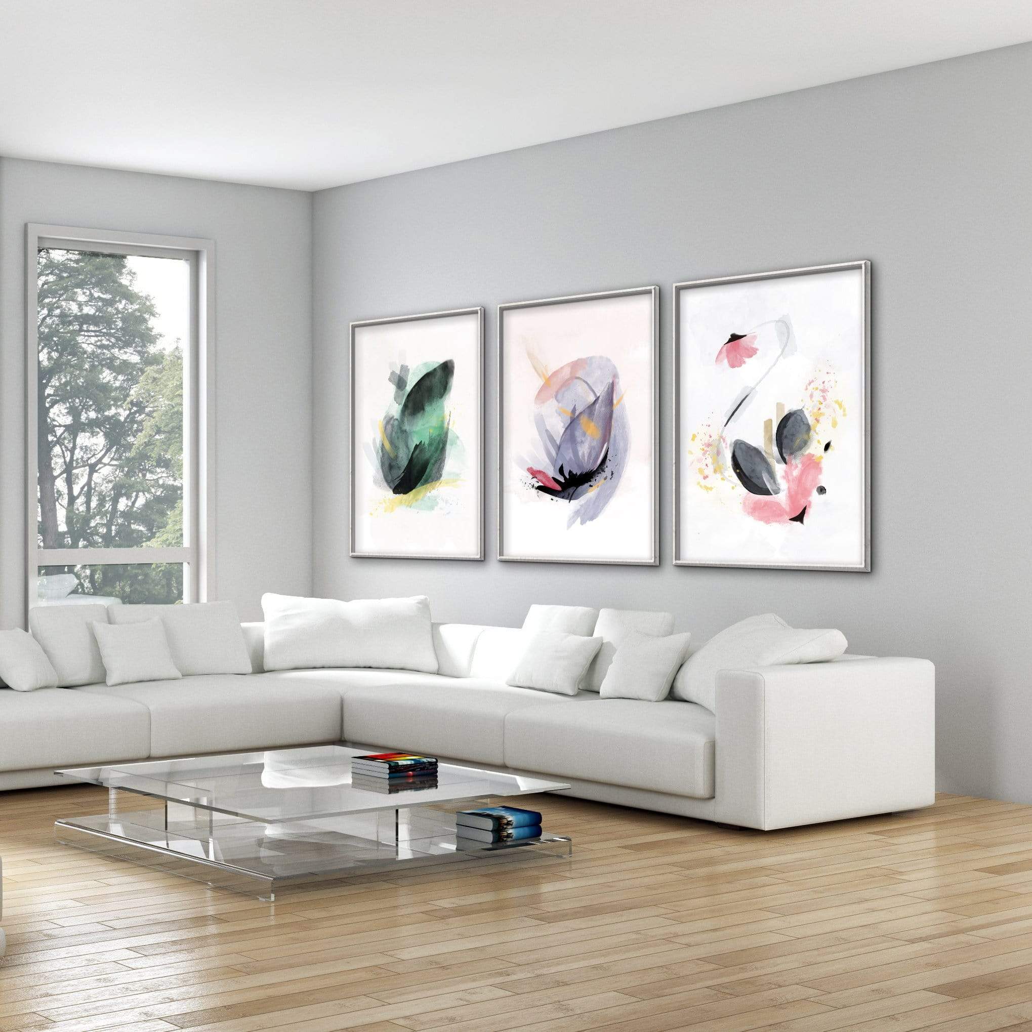 Blooming Abstract Canvas Art Clock Canvas
