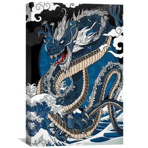 Blue Dragon Canvas Art Clock Canvas