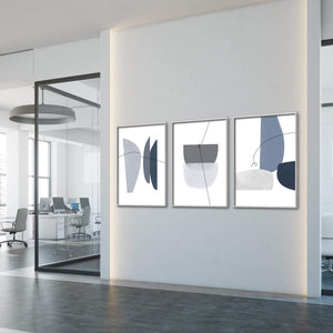 Blue Gray Abstract Canvas Art Clock Canvas