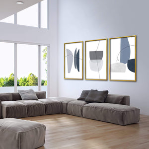 Blue Gray Abstract Canvas Art Clock Canvas