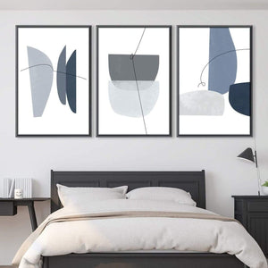 Blue Gray Abstract Canvas Art Clock Canvas