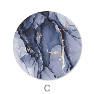 Blue Impression - Circle Canvas Art C / 40 x 40cm / Standard Gallery Wrap Clock Canvas