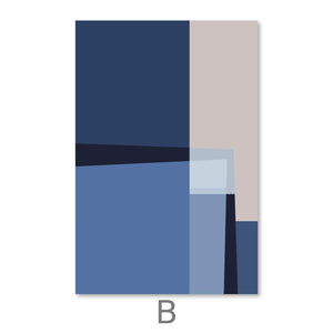 Blue Lines Canvas Art B / 30 x 45cm / Unframed Canvas Print Clock Canvas