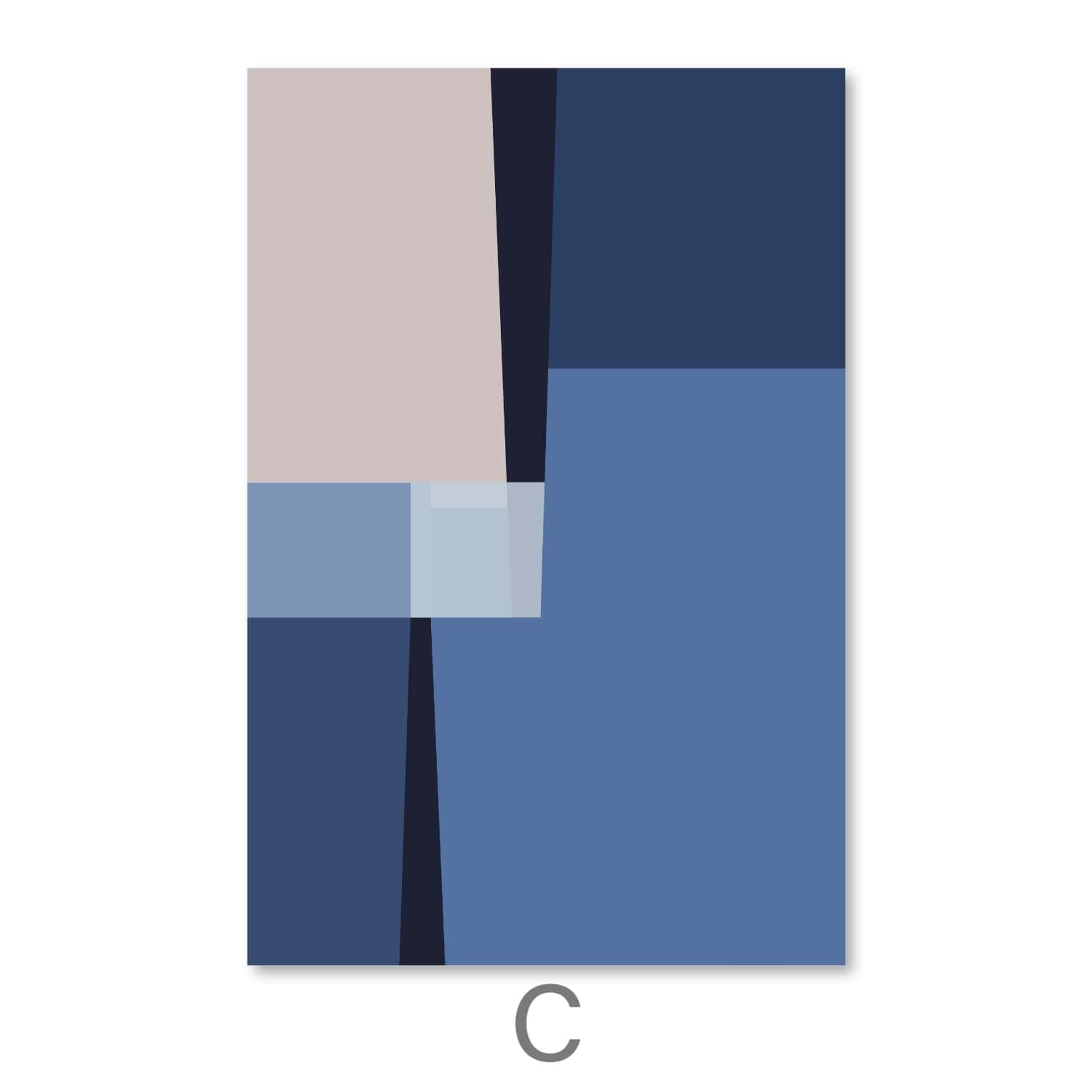 Blue Lines Canvas Art C / 30 x 45cm / Unframed Canvas Print Clock Canvas