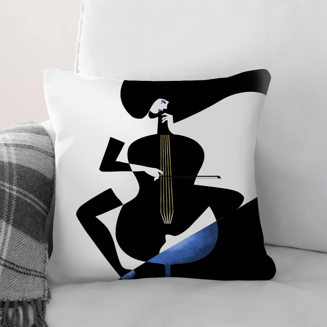 Blue Musician Cushion Cushion Cushion Square Clock Canvas
