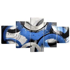 Blue Swirls Canvas - 5 Panel Art 5 Panel / Large / Standard Gallery Wrap Clock Canvas