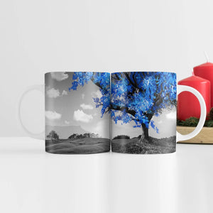 Blue Tree in the Grey Landscape Mug Mug White Clock Canvas
