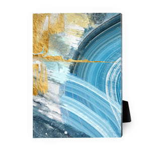 Blue Yellow Abstract B Desktop Canvas Desktop Canvas 13 x 18cm Clock Canvas