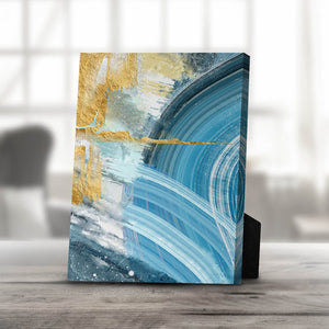 Blue Yellow Abstract B Desktop Canvas Desktop Canvas 20 x 25cm Clock Canvas