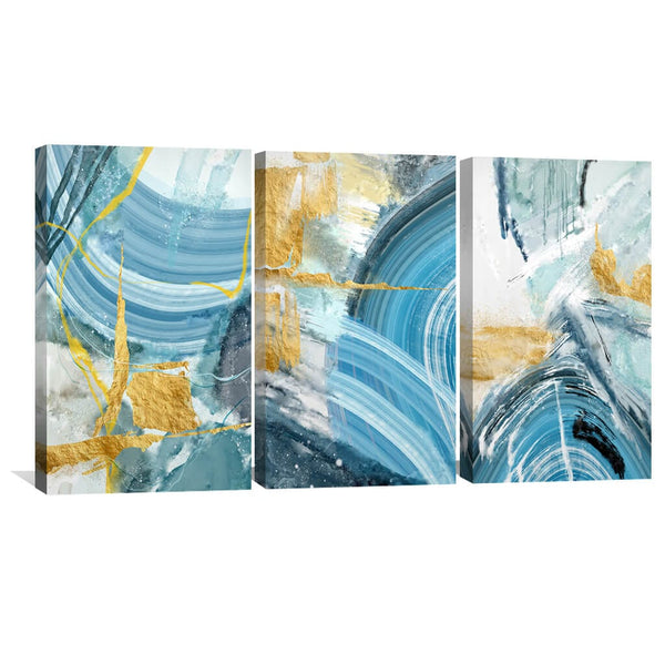 Blue Yellow Abstract Canvas Art Clock Canvas