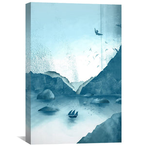 Boat On The Lake Canvas Art Clock Canvas