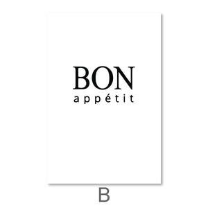 Bon Appetit Canvas Art B / 40 x 60cm / Unframed Canvas Print Clock Canvas