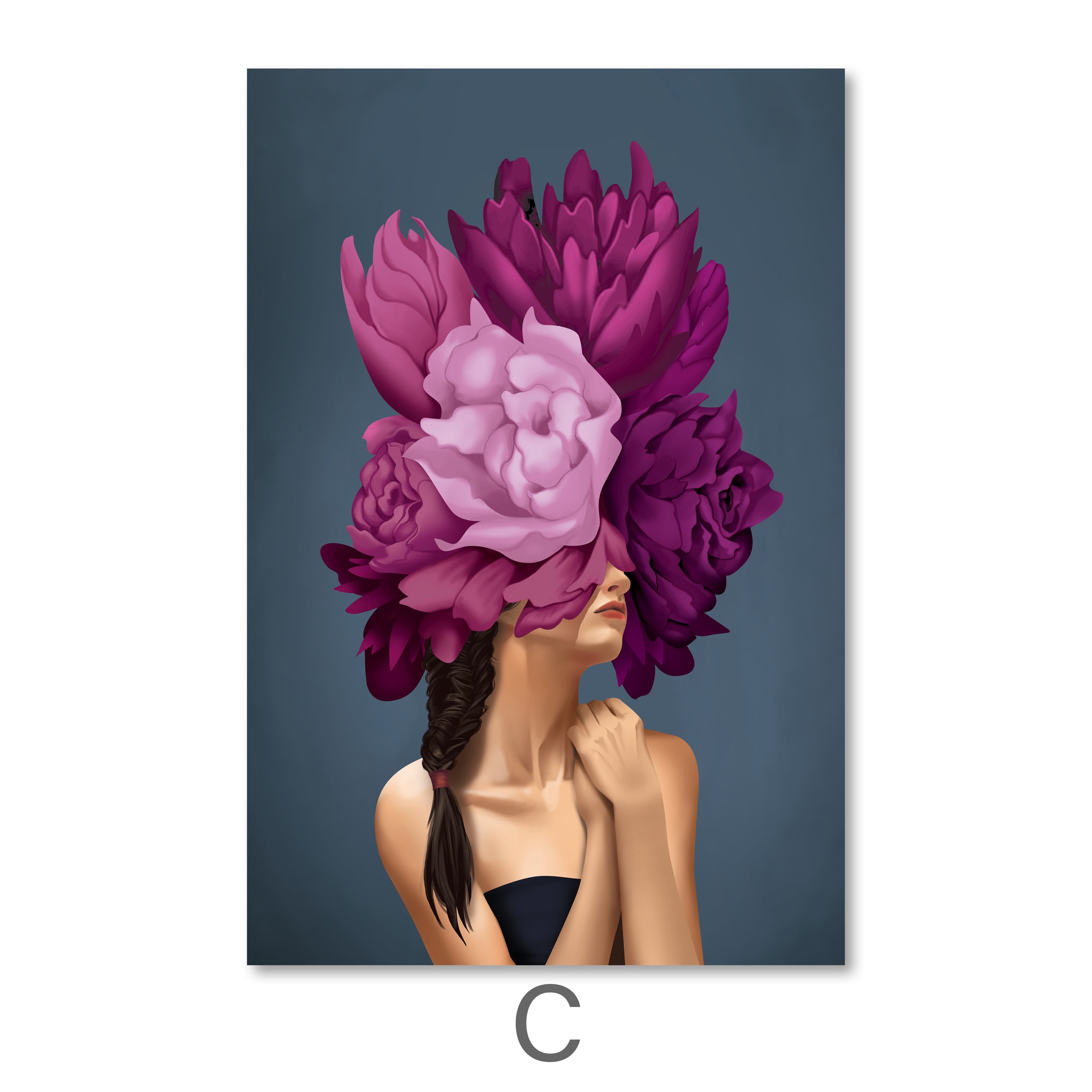 Bouquet Woman Canvas Art C / 40 x 60cm / Unframed Canvas Print Clock Canvas