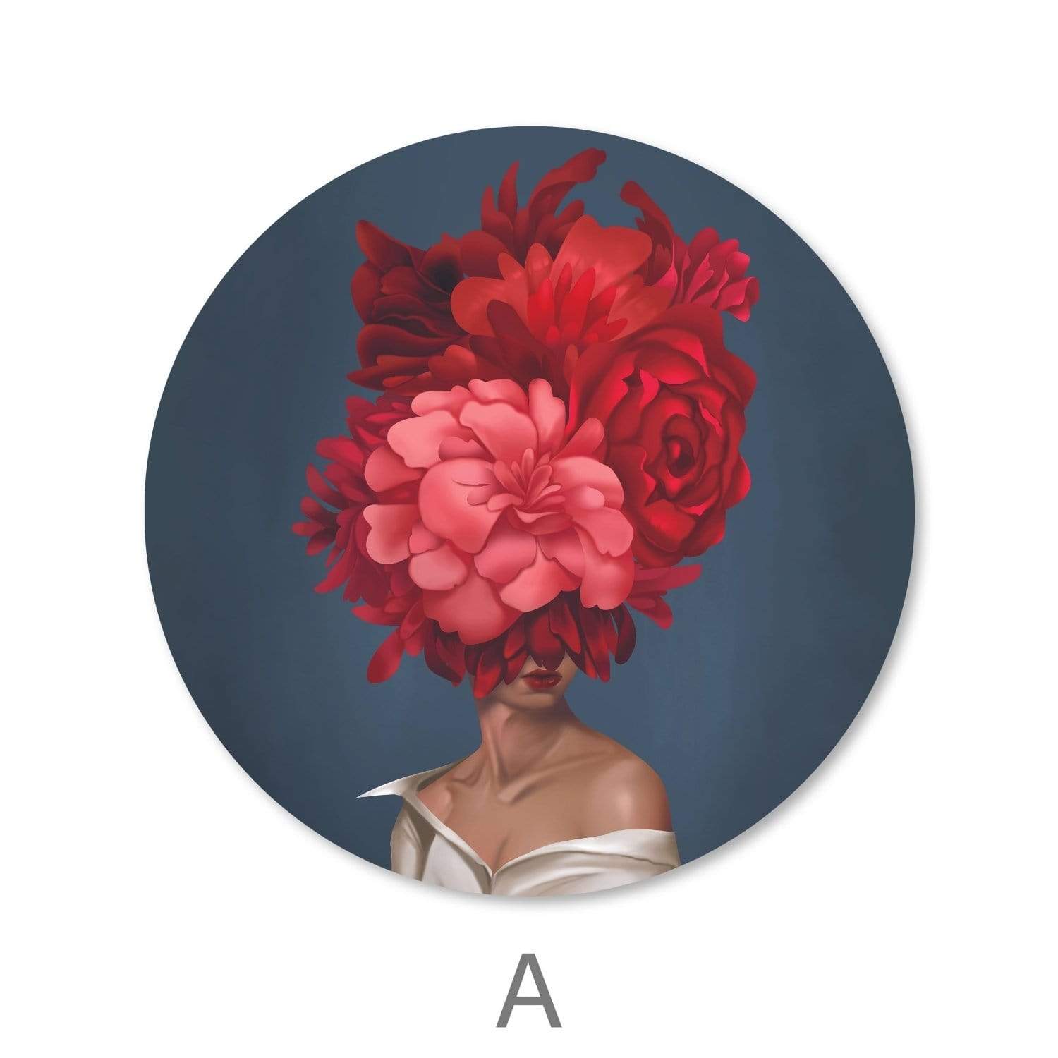Bouquet Woman - Circle Canvas Art A / 40 x 40cm / Standard Gallery Wrap Clock Canvas