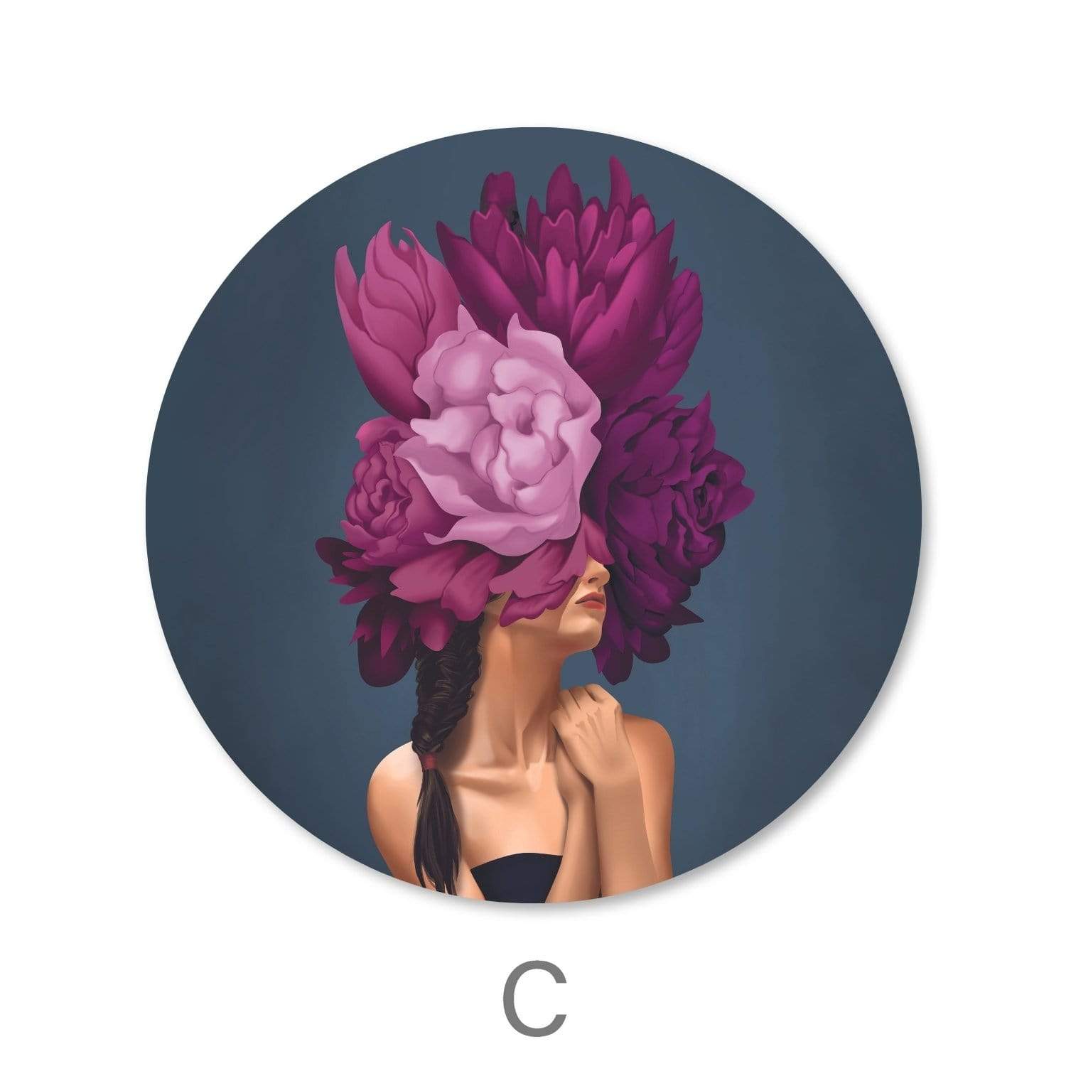 Bouquet Woman - Circle Canvas Art C / 40 x 40cm / Standard Gallery Wrap Clock Canvas