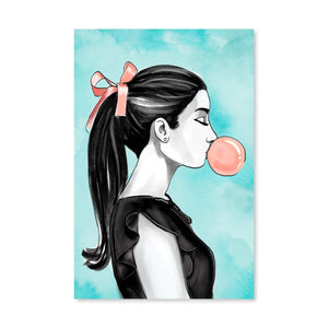 Bubble Gum Ribbon Canvas Art Clock Canvas