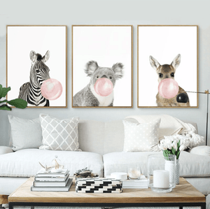 Bubble Gum Zoo Canvas Art Clock Canvas