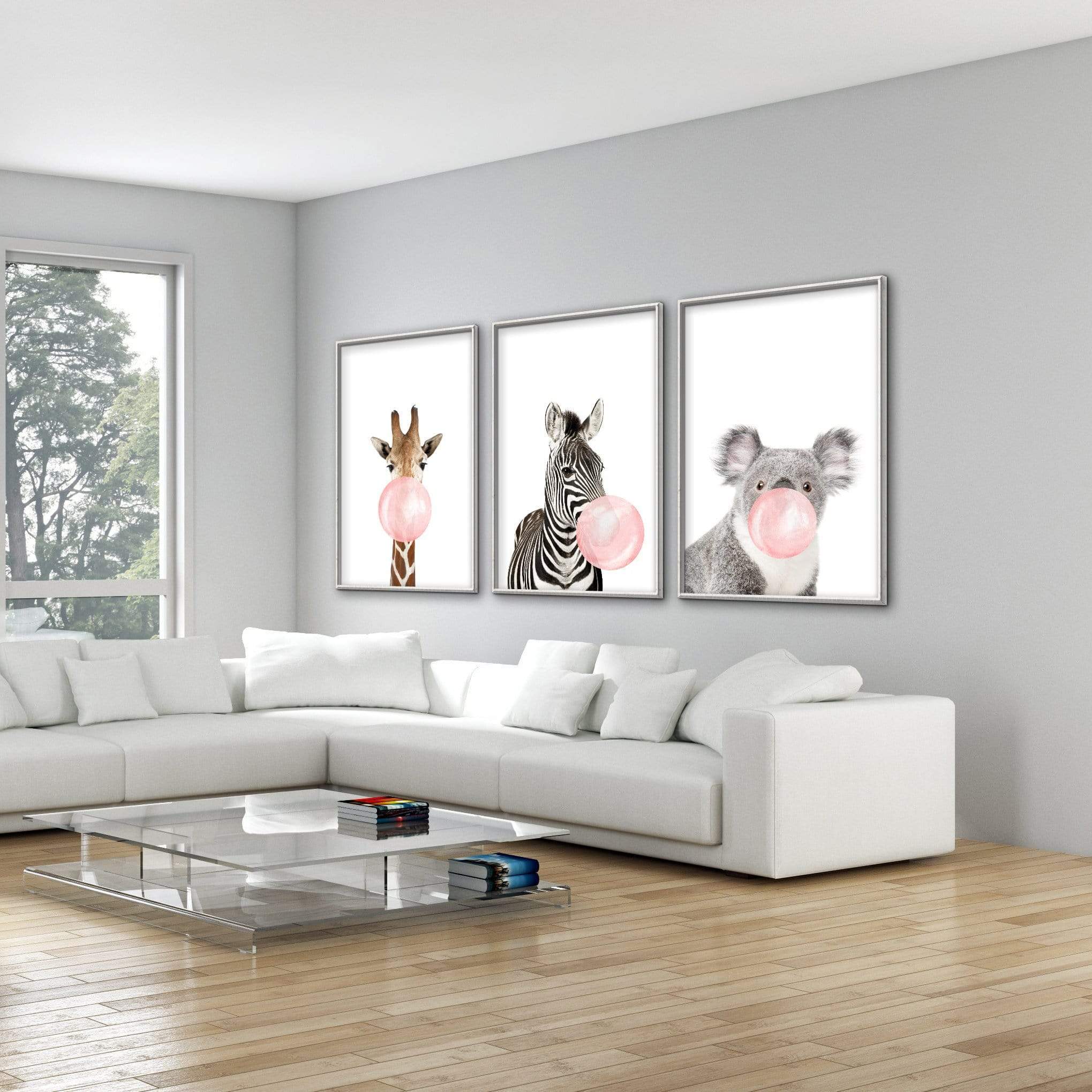 Bubble Gum Zoo Canvas Art Clock Canvas