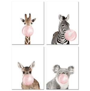 Bubble Gum Zoo Canvas Art Clock Canvas