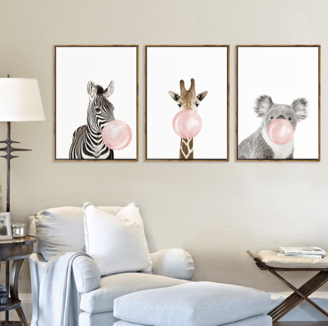 Bubble Gum Zoo Canvas Art Clock Canvas