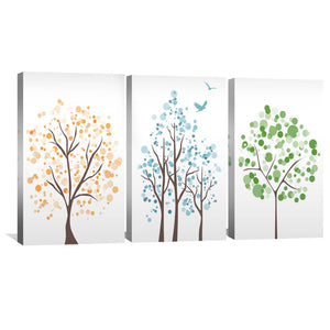Bubble Trees Canvas Art Set of 3 / 30 x 45cm / Unframed Canvas Print Clock Canvas