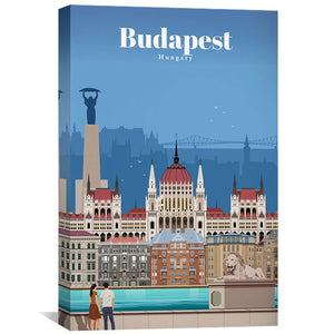 Budapest Canvas - Studio 324 Art 30 x 45cm / Unframed Canvas Print Clock Canvas