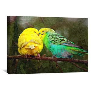 Budgie Snuggles Canvas Art Clock Canvas