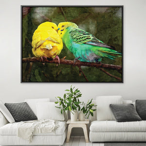 Budgie Snuggles Canvas Art 45 x 30cm / Unframed Canvas Print Clock Canvas