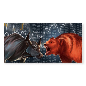 Bull vs Bear Canvas Art Clock Canvas