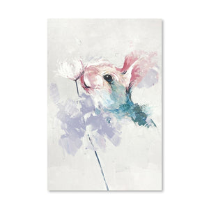 Bunny Flowers Oil Painting Oil Clock Canvas