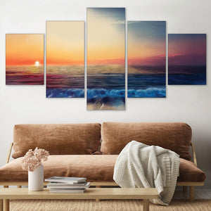 Calm Shores Canvas - 5 Panel Art 5 Panel / Large / Standard Gallery Wrap Clock Canvas