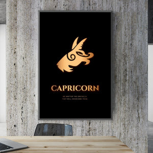Capricorn - Gold Clock Canvas