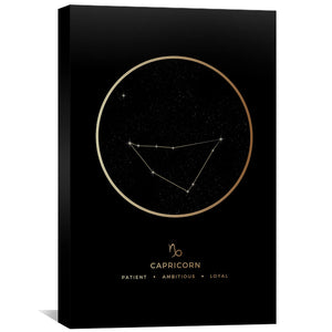Capricorn Traits Gold Canvas Art Clock Canvas