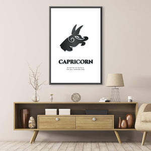 Capricorn - White Clock Canvas