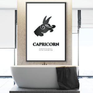 Capricorn - White Clock Canvas