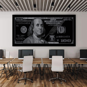 Cash Money - Silver Canvas Art Clock Canvas