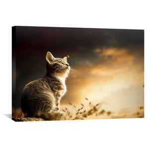Cat Canvas Art 45 x 30cm / Unframed Canvas Print Clock Canvas
