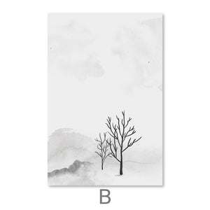 Charcoal Nature Canvas Art B / 30 x 45cm / Unframed Canvas Print Clock Canvas