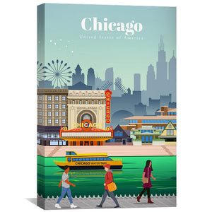 Chicago Canvas - Studio 324 Art 30 x 45cm / Unframed Canvas Print Clock Canvas