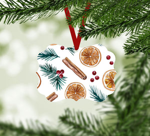 Cinnamon and Oranges Ornament Christmas Ornament Victorian 10.8 x 8cm Clock Canvas