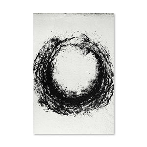 Circular Black Paint Canvas Art Clock Canvas