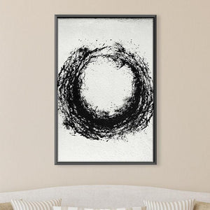 Circular Black Paint Canvas Art Clock Canvas