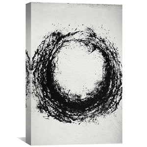 Circular Black Paint Canvas Art Clock Canvas