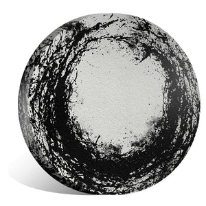 Circular Black Paint Canvas - Circle Art Clock Canvas