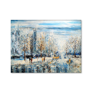 City Feels Oil Painting Oil Clock Canvas
