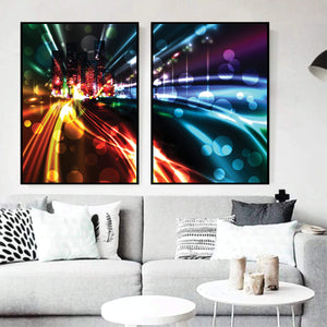 City Light Trails Canvas Art Set of 2 / 40 x 50cm / No Board - Canvas Print Only Clock Canvas